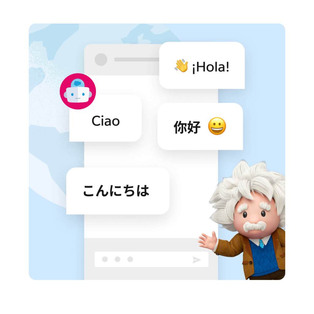 Bots sagen in verschiedenen Sprachen „Hallo“.