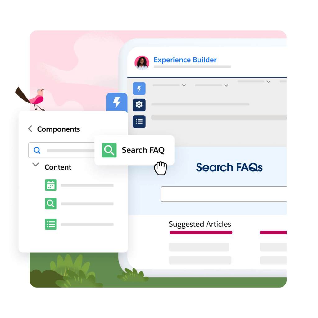 Dashboard, auf dem benutzerfreundliche Tools zur Erstellung eines unternehmenseigenen Selfservice-Kundenportals angezeigt werden