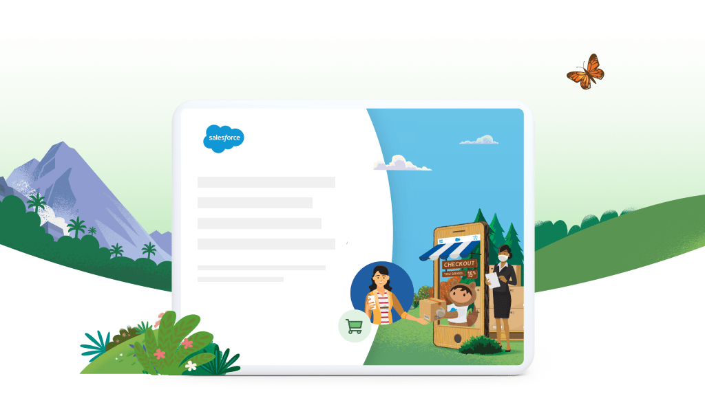 Illustrierter Salesforce Leitfaden mit ausgegrautem Text.