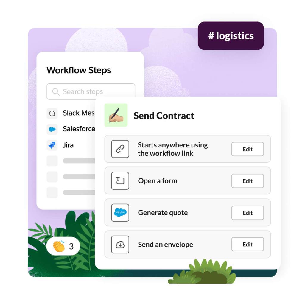 Application window showing the step to send a contract 