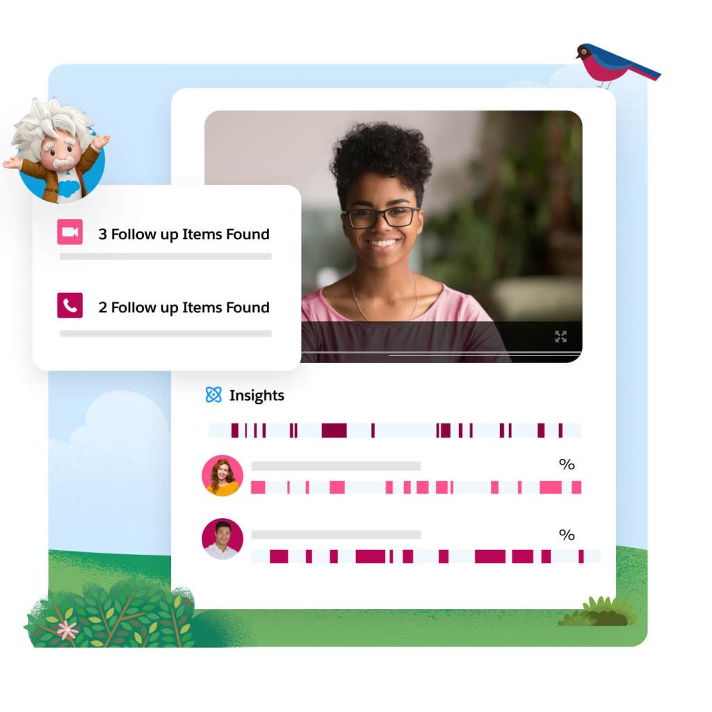 A window showing follow up items found in customer conversations from multiple channels