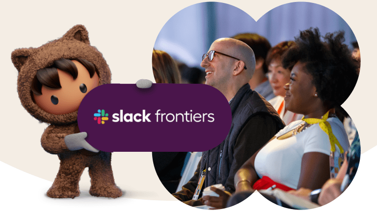 Astro holding a slack frontiers banner