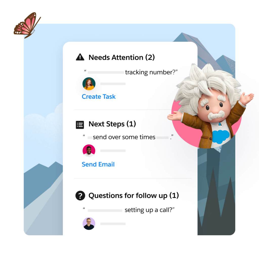 Einstein provides an agent with suggested next actions for customer cases