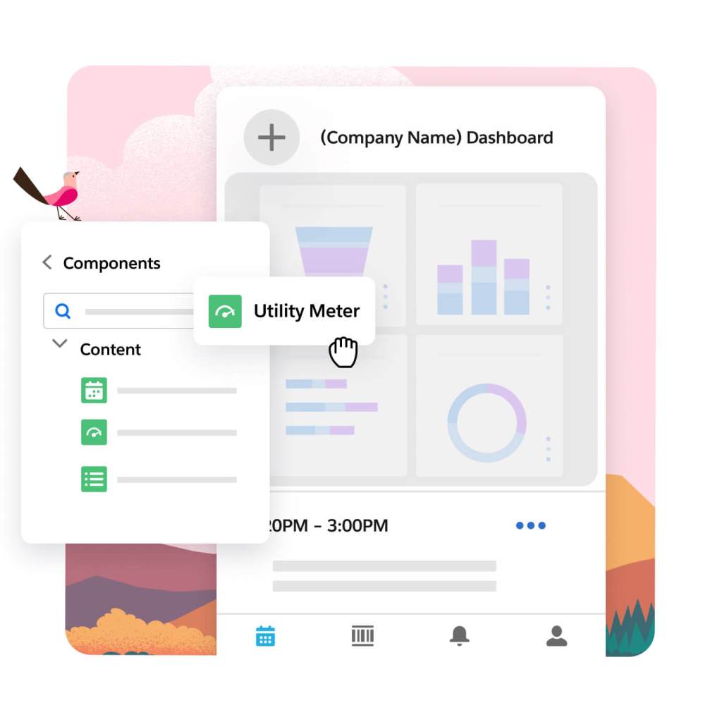 A customizable mobile app dashboard for a company