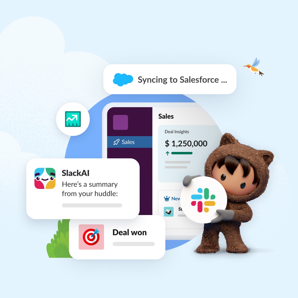 Sales Cloud Suite image showing astro and a customer surrounded by products that are in the suite