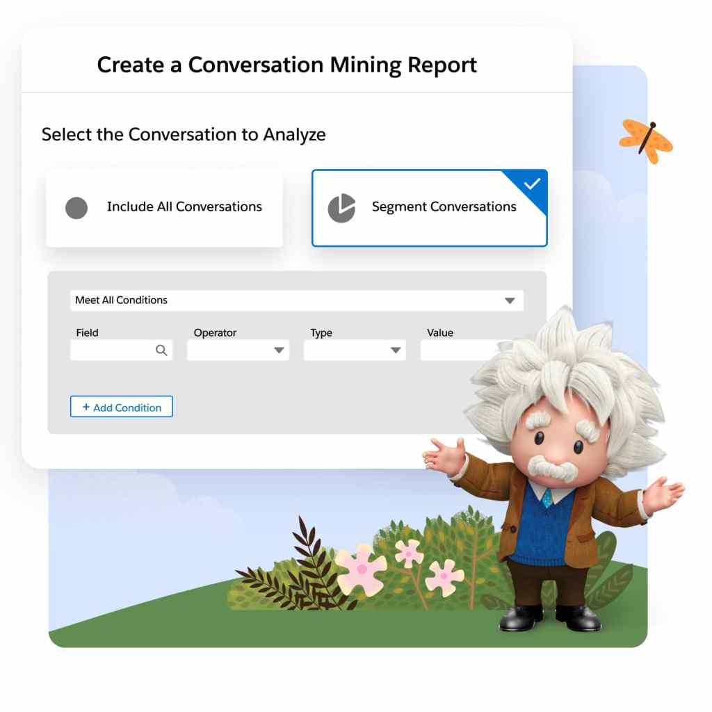 Einstein presents a form to create a conversation mining report