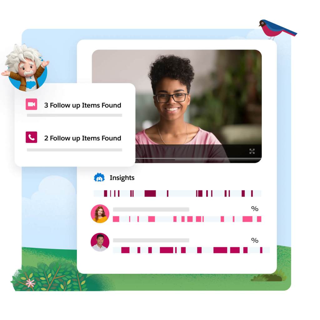 A window showing follow up items found in customer conversations from multiple channels