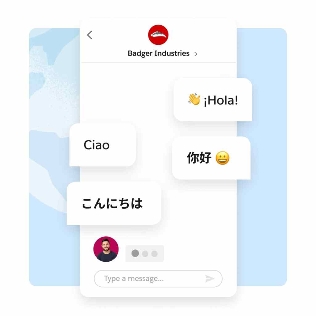 An example of Einstein Multilingual Bots responding in multiple languages