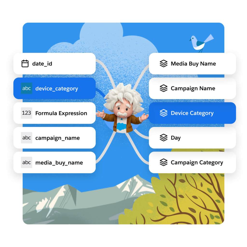 Einstein connecting disparate data sources for device category. 