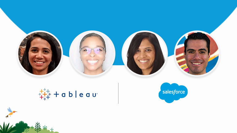 Tableau and Salesforce logos with smiling speaker headshots