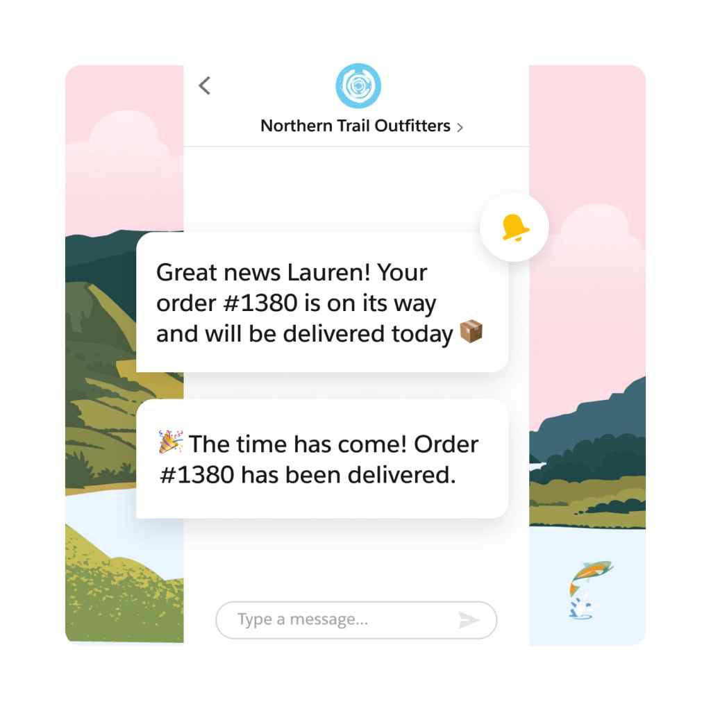 A delivery notification to a customer about their package's expected arrival