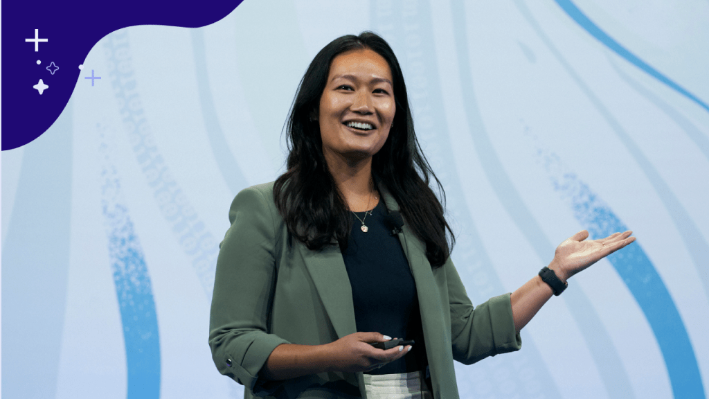 Katherine Siu, Director, Product Marketing at Salesforce presenting the build, test, and ship AI-powered apps.