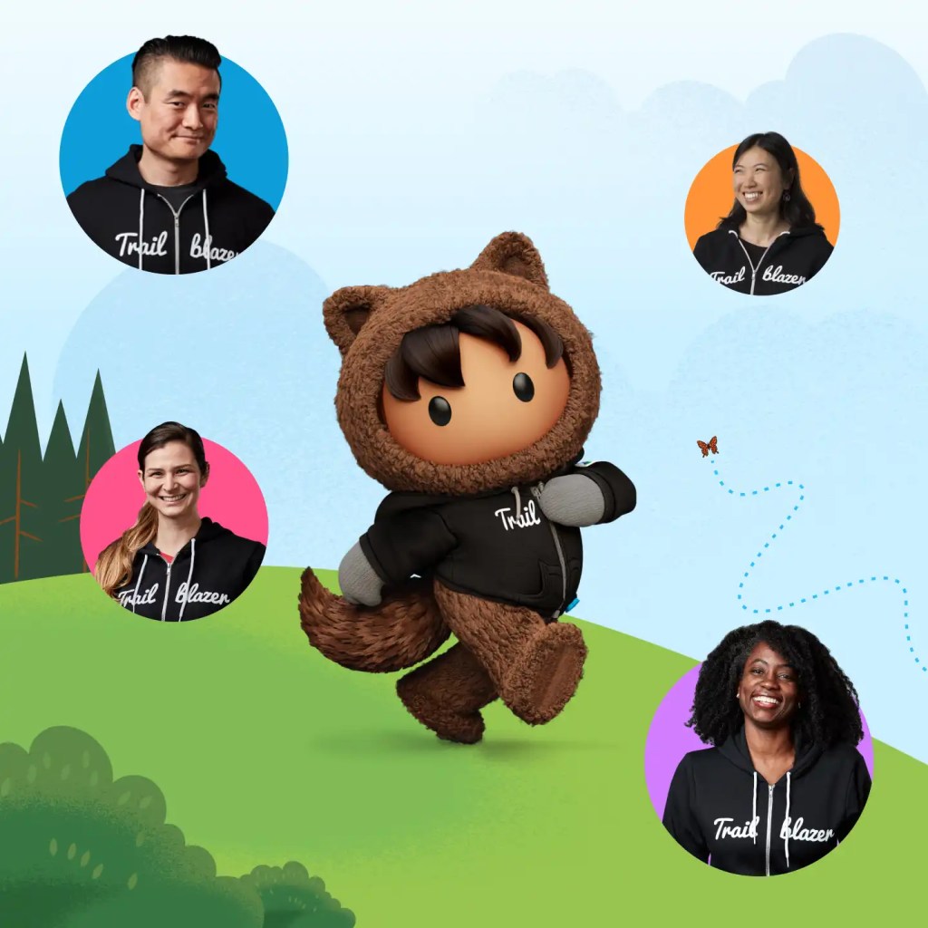 Astro, a Salesforce mascot surrounded by Trailblazers