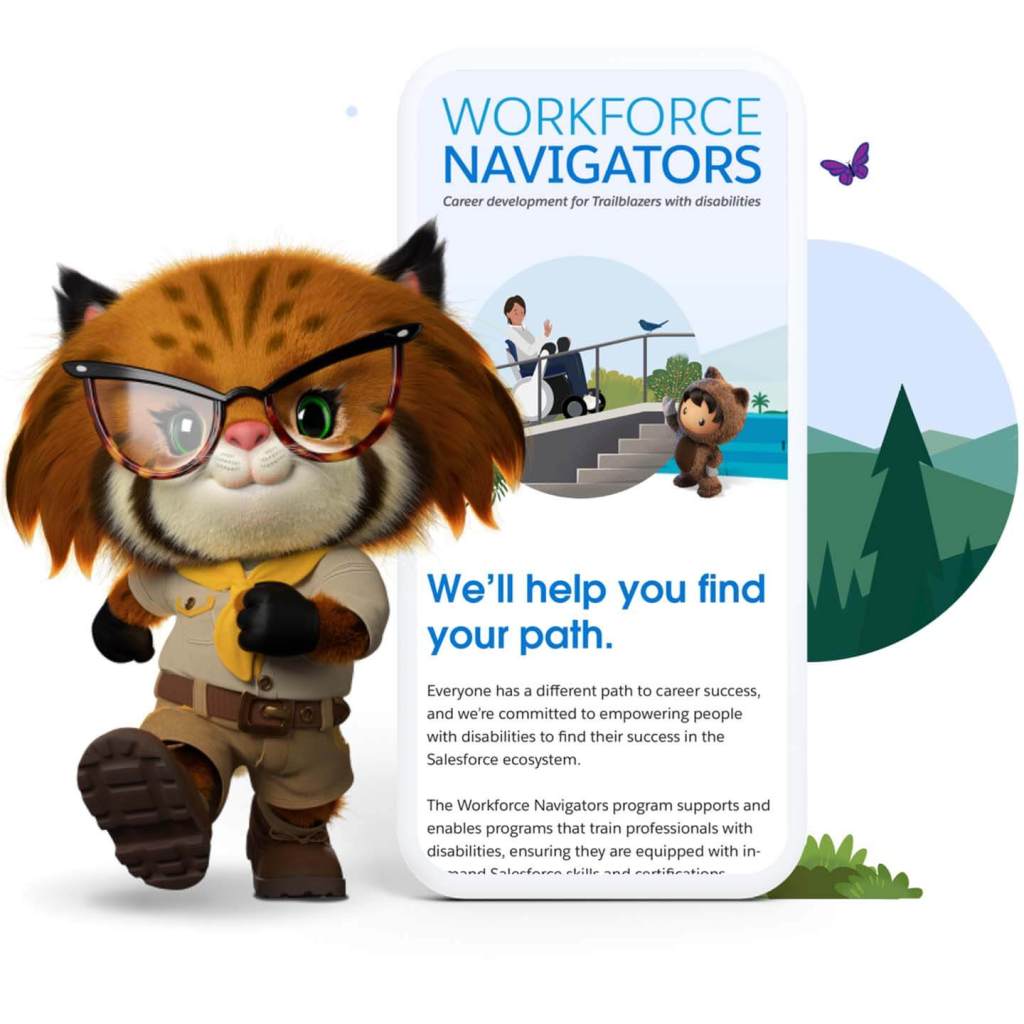 Appy next to screenshot of Workforce Navigators site on smartphone.