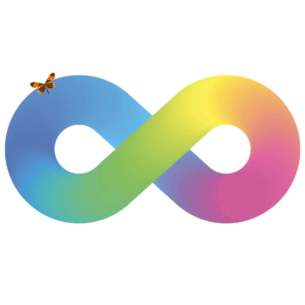 Rainbow infinity sign.