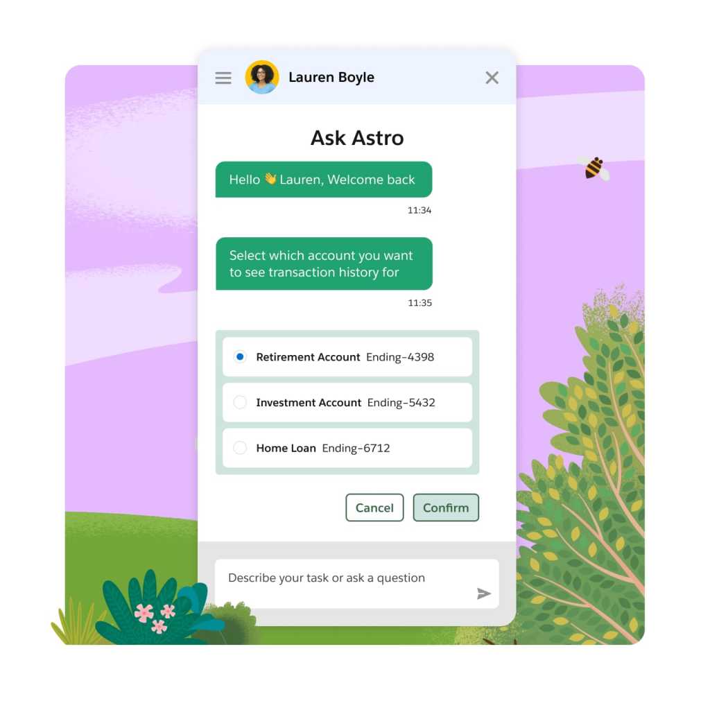 An Ask Astro chat bot that enables a customer to self-select an account and view transactions. 