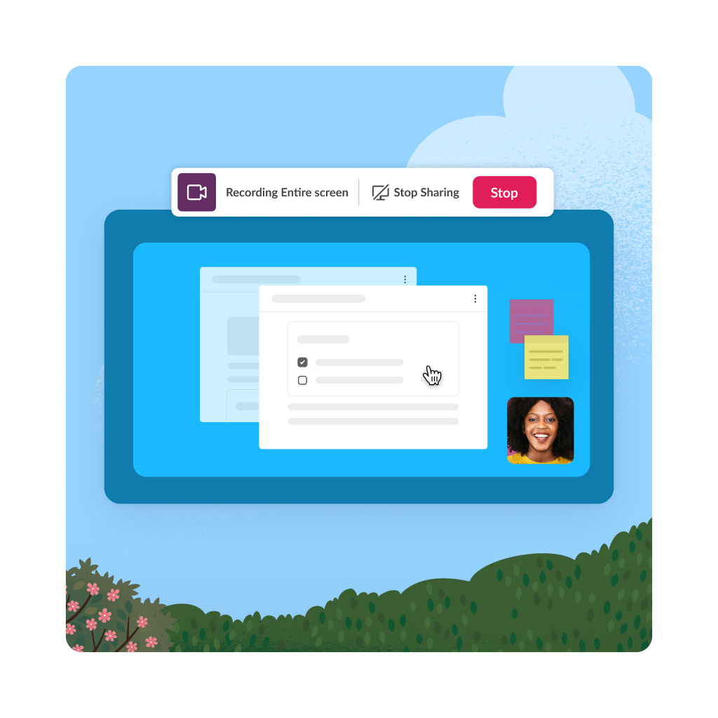 Interfaccia Slack che mostra una conversazione tra due persone su un canale con un video postato 