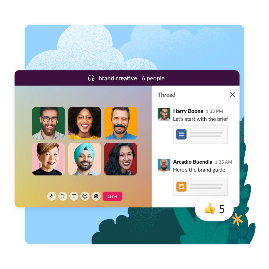 huddle video interface with a man and emoji reactions to the side