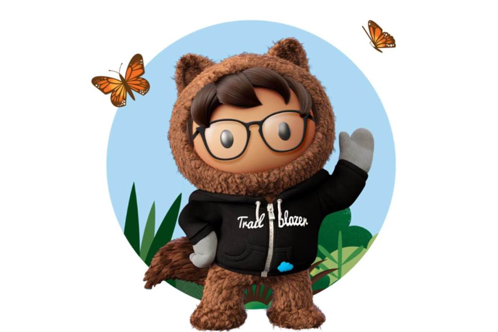 Astro wearing glasses and a Trailblazer hoodie, waving.