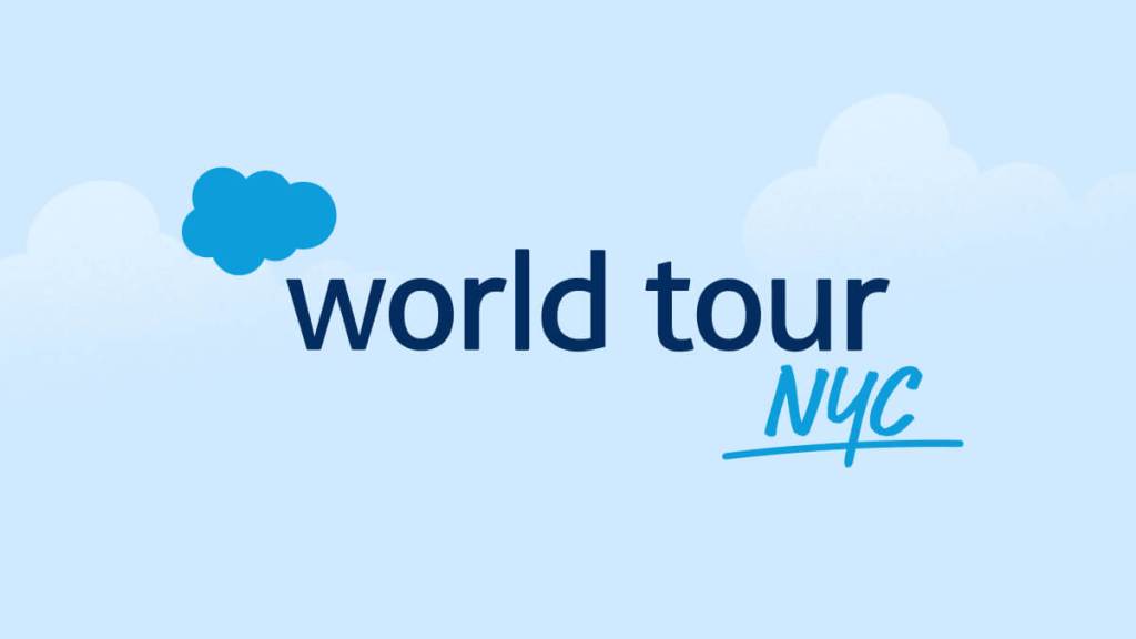 Blue background with World Tour NYC spelled out.