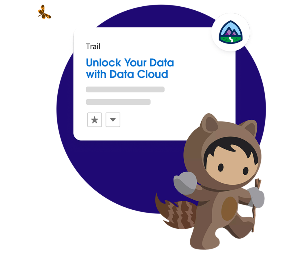Astro met een Trail met de tekst 'Zet je data aan het werk met Data Cloud'