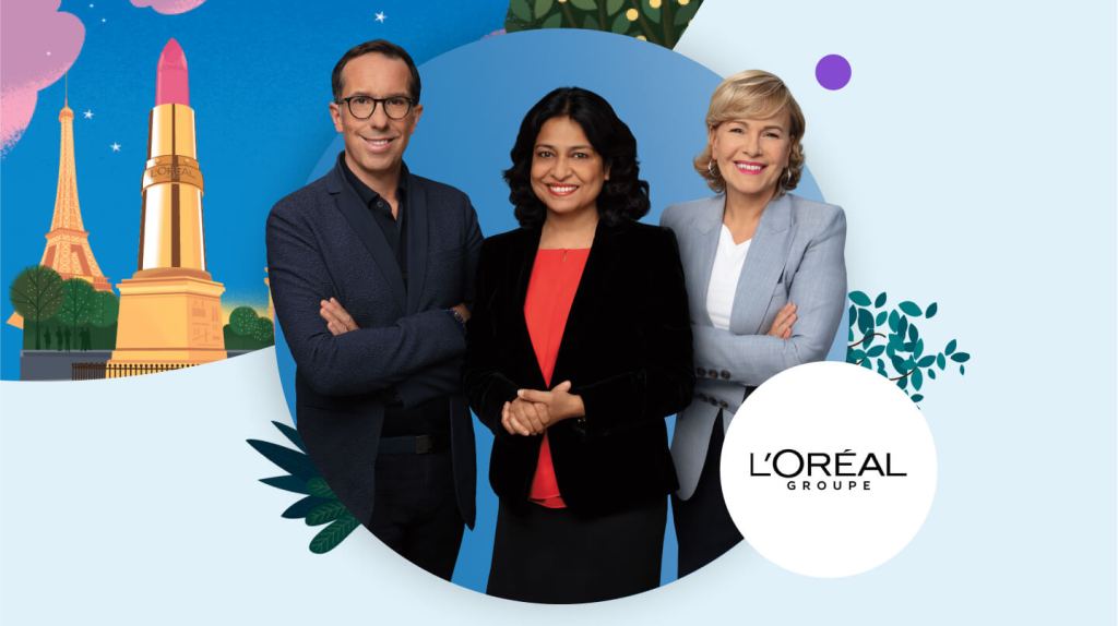 Tres líderes de marketing de L'Oréal, incluida Asmita Dubey, directora de marketing y digital.