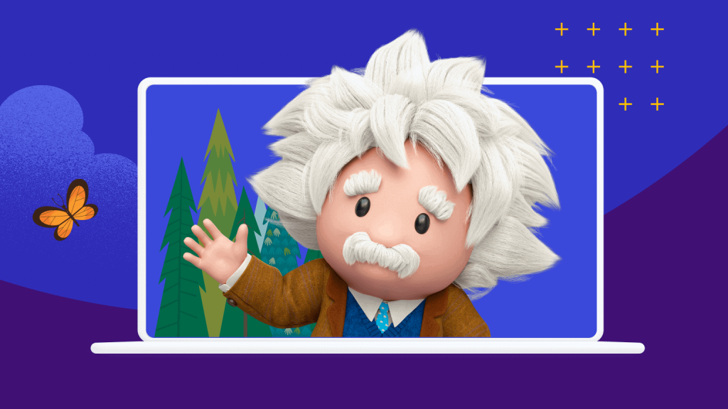 La mascotte Einstein de Salesforce, représentant l'IA, est représentée dans un ordinateur.