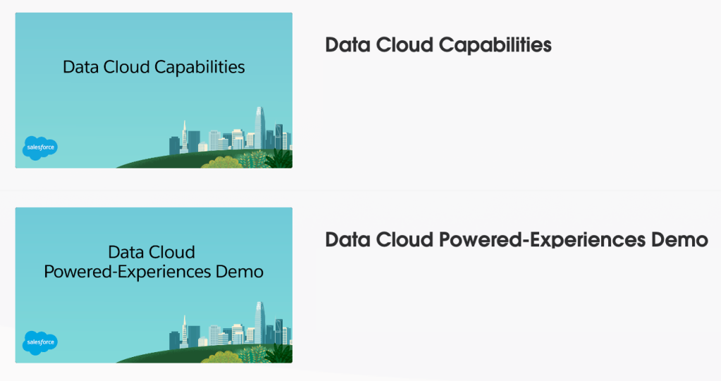 Immagini in miniatura dei video delle demo di Data Cloud