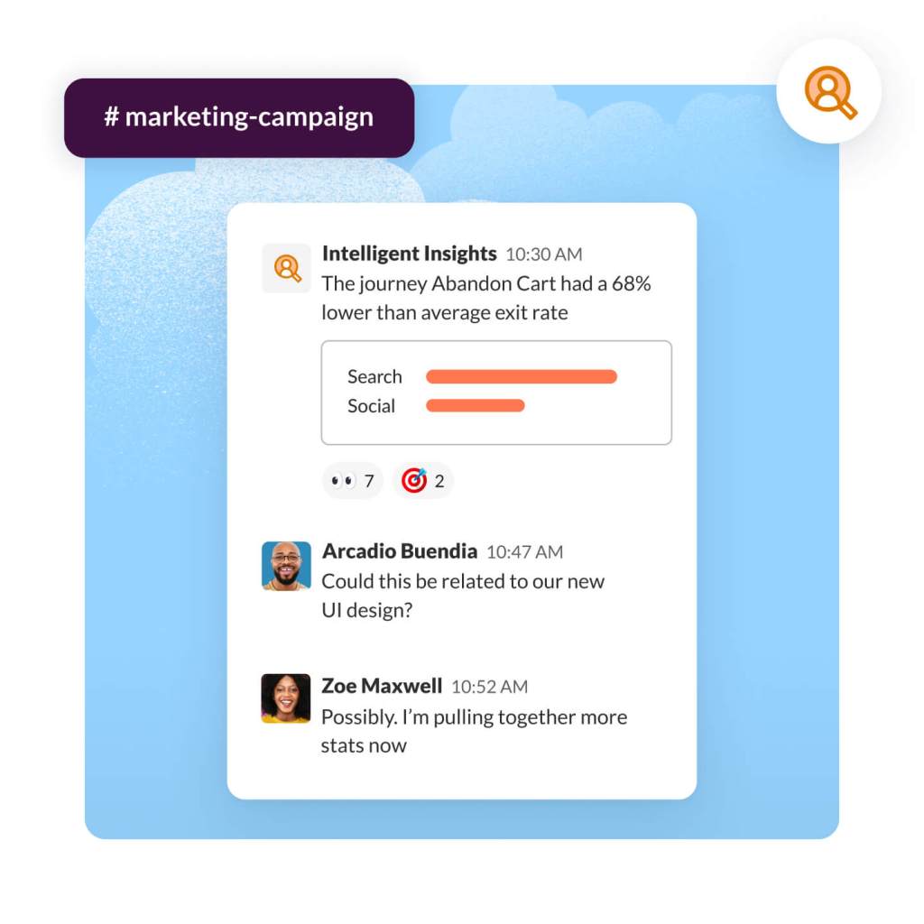 Janela do aplicativo mostrando insights de uma campanha de marketing